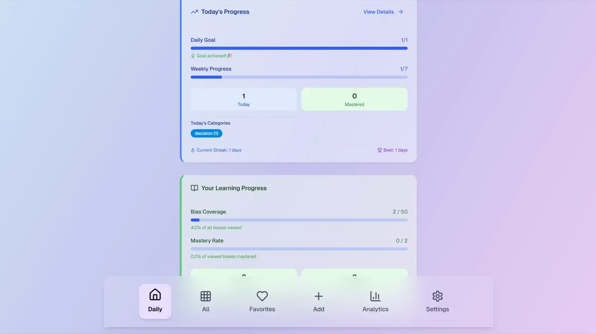 DebiasDaily cognitive bias learning application